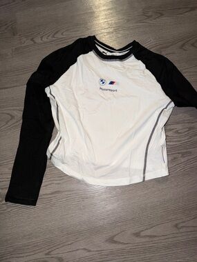 BMW Motorsport Crewneck Tee - White & Black Trim